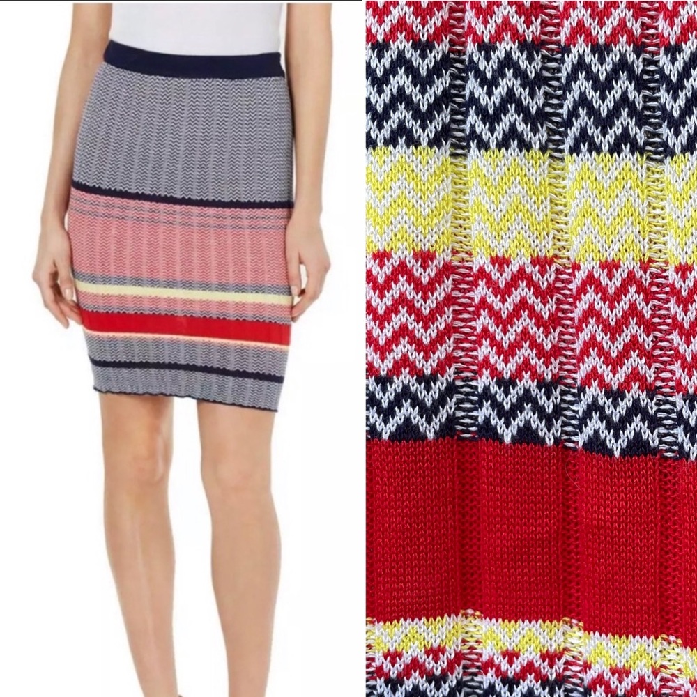 Lucy Paris Skirt Kylie Knit Chevron Stripe Pencil Stretch Bodycon Pull on NWT